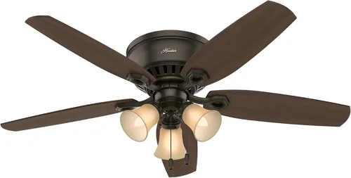 Vista 16 de Hunter Constructor, para interiores, ventilador de techo, cadena de tracción, 42 pulgadas, níquel cepillado con luces LED, montaje empotrado