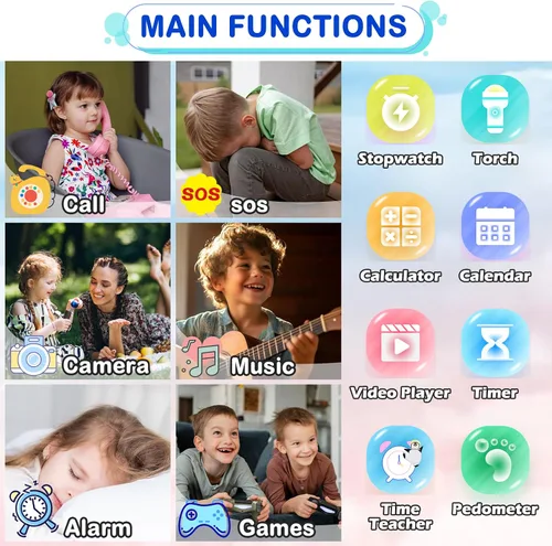 Vista 3 de 4G - Reloj inteligente para niños, reloj inteligente para niños y niñas de 4 a 12 años con llamadas, SOS, controles parentales, juegos, cámara