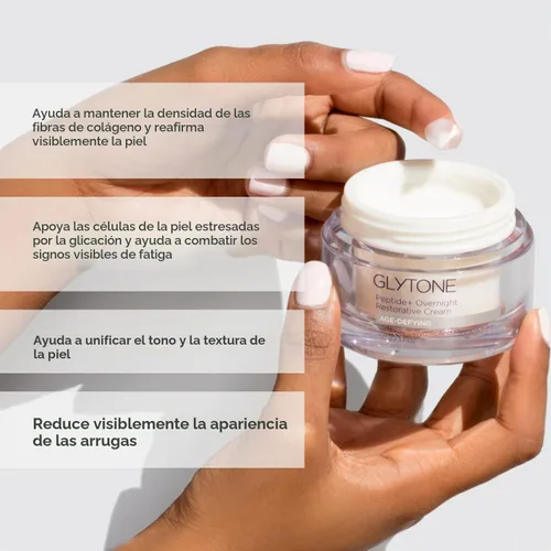 Vista 5 de Glytone Age-Defying Peptide+ Overnight Restorative Cream – Dermatólogo, sin parabenos y sin fragancia, 1.7 onzas líquidas
