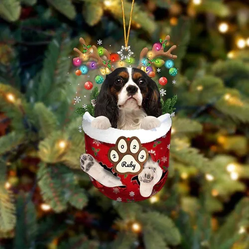 Vista 196 de Adornos personalizados de Pug cervatillo – Decoración personalizada para árbol de Navidad con patas de bolsillo de nieve