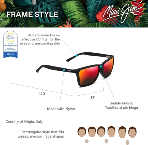 Vista 6 de Maui Jim Gafas de sol polarizadas estilo aviador para hombre