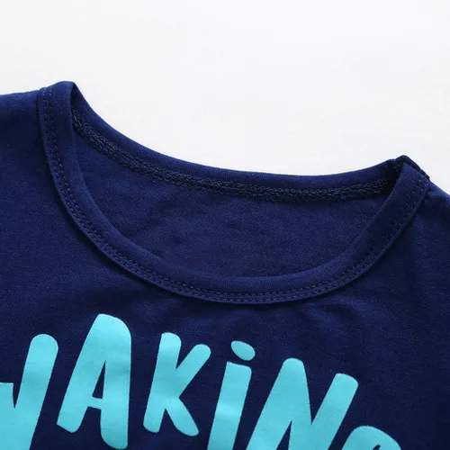 Vista 3 de Conjunto de ropa de bebé para niños, 2 piezas, para niños recién nacidos, dibujos animados, perro de manga corta, camiseta Tops+pantalones a rayas