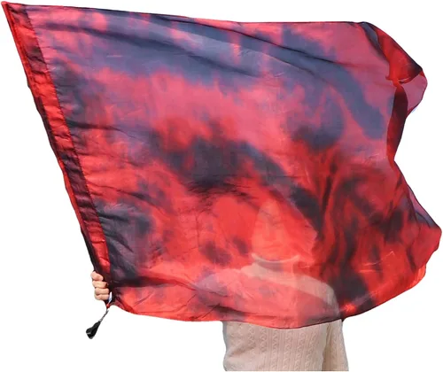 Vista 19 de Winged Sirenny Bandera de seda Poi, 50 pulgadas rectangular de seda giratoria, bandera de alabanza profética adoración adoración danza (aventura B)