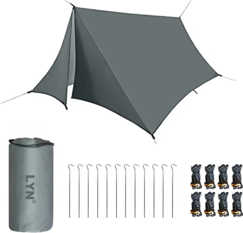Vista 8 de LYN Tienda de campaña de emergencia reutilizable con cremallera extragrande, impermeable, térmica, ignífuga, ligera, con paracord✚estaca