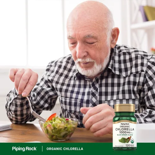 Vista 6 de Piping Rock Chlorella 1000 mg 120 tabletas Algas orgánicas azul-verdes Suplemento sin OMG, sin gluten