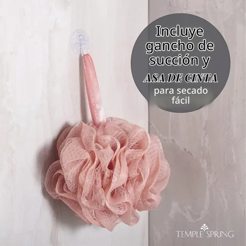 Vista 4 de Temple Spring Esponja de malla suave para ducha, paquete de 3 (2.12 onzas cada uno), exfoliante corporal suave para espuma rica y piel suave