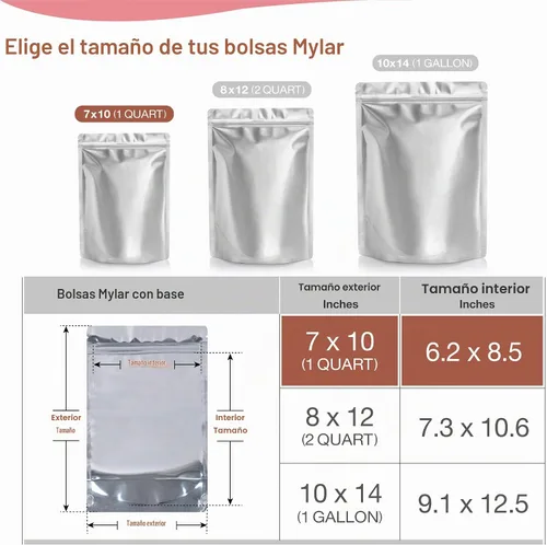 Vista 5 de 100 bolsas de Mylar de 1 cuarto de galón para almacenamiento de alimentos a