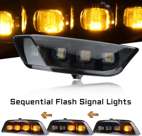 Vista 2 de Switchback Lámpara LED de Niebla Frontal Blanca/Ámbar de Marcha Diurna Secuencial con Función de Señal de Giro Intermitente Accesorios para Ford