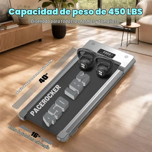 Vista 6 de Walking Pad Treadmill 450 lb Capacity, Auto Incline Under Desk Treadmill Negro carbón