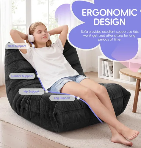 Vista 4 de Hobestluk Puf con espuma viscoelástica, tela de piel sintética ultrasuave, diseño ergonómico, puf pequeño, para sala de estar, dormitorio, sala