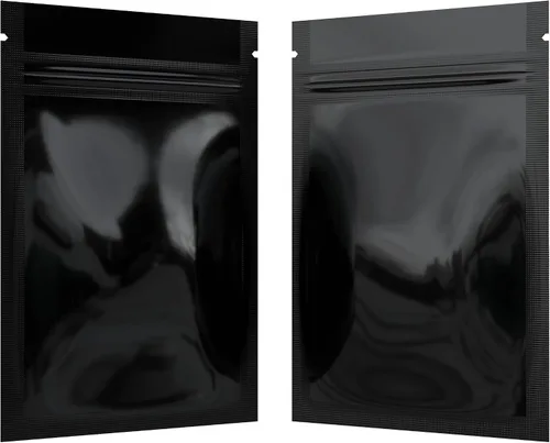 Vista 46 de Bolsas de barrera estilo Mylar – Cremallera con sellado térmico – 100 bolsas (negro brillante/transparente, 0.04 oz - 3 x 4.5 pulgadas)