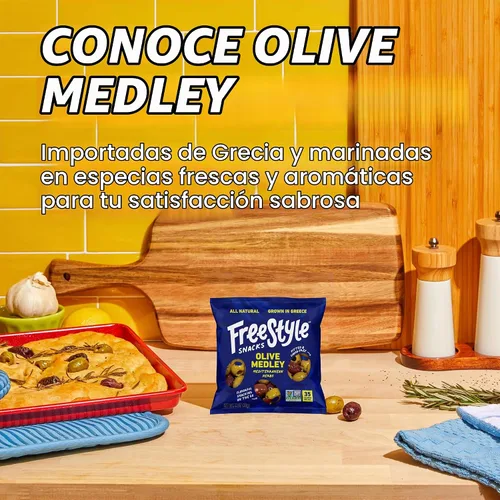 Vista 3 de Freestyle Snacks - Paquetes de aperitivos de oliva - Hierba mediterránea