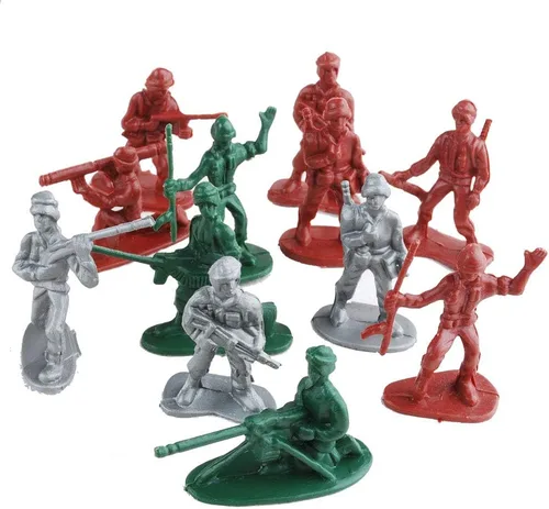 Vista 2 de NWFashion 150 piezas de juguete en miniatura juguete plástico tren ejército soldados figuras (3 colores)