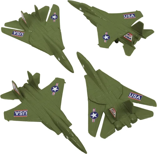 Vista 8 de TimMee Aviones de combate de plástico para hombres del ejército: 4 aviones negros – fabricados en EE. UU