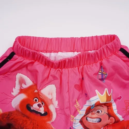 Vista 2 de Girls Cartoon Red Panda Princess Dress Short Sleeve Clothes Set Beach Shorts Cover Up for 3-8 Years