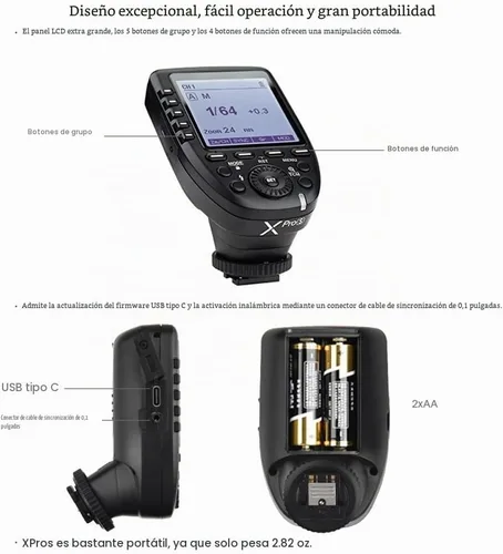 Vista 7 de Godox XPro-S TTL - Disparador de flash inalámbrico para Sony, transmisor