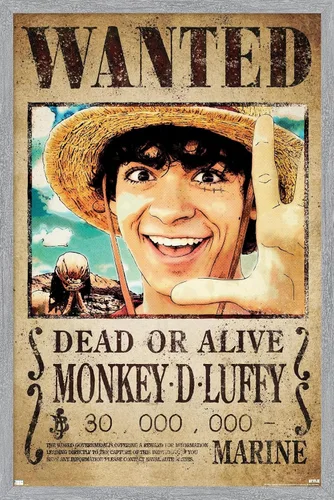 Vista 16 de Trends International Netflix One Piece - Póster de pared de Luffy Wanted, 22.4 pulgadas de largo x 14.7 pulgadas, versión enmarcada en blanco