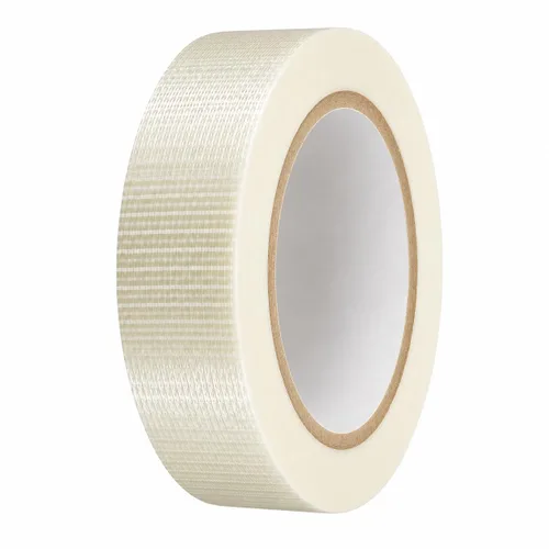Vista 9 de T.R.U. FIL-835B/D cinta de filamentos cruzados transparente: 60 yardas. Transparent Fiberglass-Reinforced Strapping Tape; Tear Resistant for