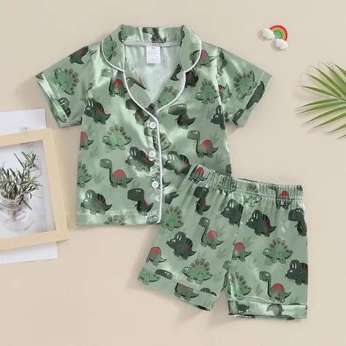 Vista 113 de Conjunto de pijama de manga larga con botones para niña pequeña, conjunto de ropa de dormir