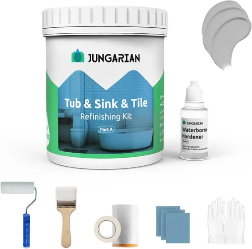 Vista 10 de Kit de reacabado de bañera y azulejos de 17.5 onzas con herramientas, pintura de bajo olor para baño, fregadero, encimera, azulejos, pintura