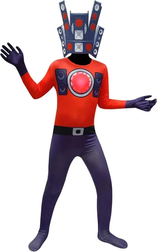 Vista 2 de ASAOHAO Skibidi - Disfraz de inodoro para niños, traje de TV para hombre, cámara, traje para niños, disfraz de videojuegos, ropa de Halloween de 5 a