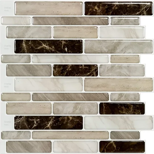 Vista 14 de LONGKING Loseta en muro adhesiva para cocina con diseño de mármol (10 azulejos)