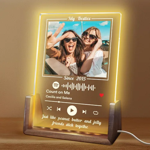 Vista 9 de Canción acrílica personalizada con foto, regalo personalizado para novio, novia, cubierta de álbum acrílico, placa de música transparente