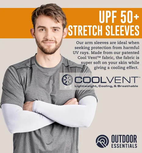 Vista 2 de Mangas de compresión de enfriamiento para hombres y mujeres, con protección solar UV UPF 50, paquete múltiple, mangas protectoras de brazos