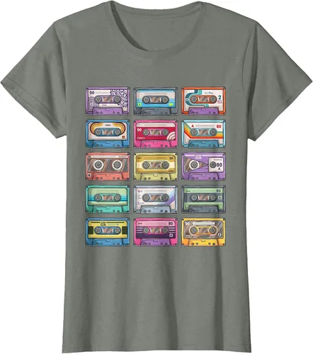 Vista 3 de Vintage Cassette Tapes Collection 80's 90's Music Mixtape T-Shirt Asphalt Grey