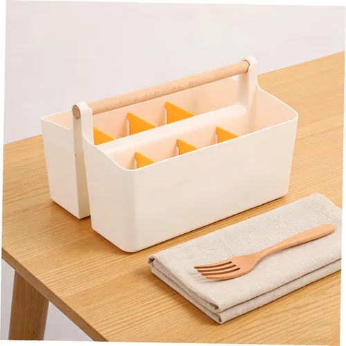 Vista 7 de Ciieeo Organizador portátil de plástico para manualidades, cesta dividida con asa para manualidades, suministros de arte, maquillaje, lápices
