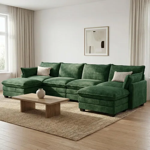 Vista 11 de Sofá modular modular para sala de estar, sofá cómodo en forma de U Gris-oscuro