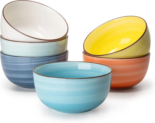 Vista 12 de Sweese Juego de 6 cuencos de porcelana de 4 onzas, mini cuencos para postre, aptos para microondas y lavavajillas, multicolor