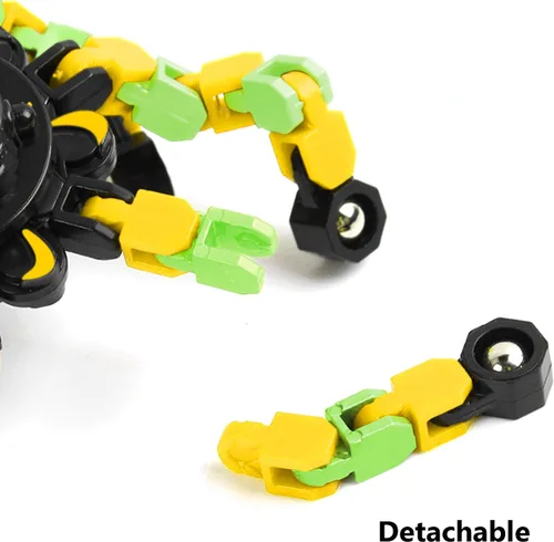 Vista 3 de Fidget Spinners, robot de cadena transformable para hacer tú mismo, que brilla en la oscuridad, juguete mecánico creativo para aliviar el estrés