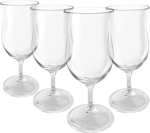 Vista 3 de Lily's Home Vasos de plástico irrompibles para huracanes. Vasos de cóctel con tallo hechos de plástico inastillable e ideales para piña colada