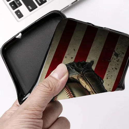 Vista 2 de Funda de béisbol con bandera retro para Motorola Moto Edge 2021/Edge 5G UW, Moto Edge 2021 Funda de silicona para hombres y mujeres, funda de goma
