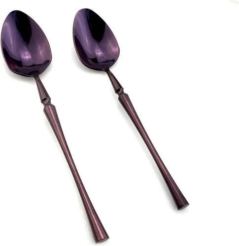Vista 5 de JASHII Juego de cubiertos de acero inoxidable de 6 piezas, servicio para 1 juego de vajilla de cocina, elegante juego de vajilla morada, cuchillo