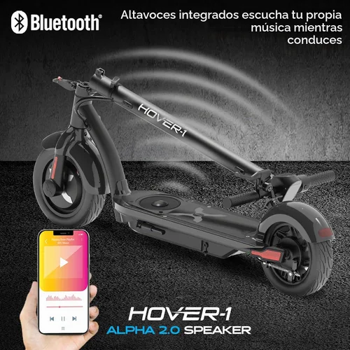 Vista 6 de Hover-1 Alpha 2.0 Foldable Electric Scooter with 450W Brushless Motor, 18 mph Max Speed, 10” Air-Filled Tires and 12 Mile Range Negro