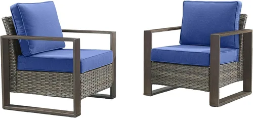 Vista 52 de Rilyson Sofá de mimbre para patio al aire libre, sofá de muebles de patio de ratán con marco resistente, mimbre de polietileno para todo