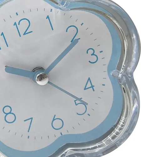 Vista 7 de Reloj despertador, lindo reloj despertador en forma de flor, silencioso, de bajo ruido, transparente, pequeño reloj despertador para sala de estar