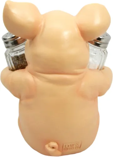 Vista 4 de Ebros Gift Animal Farm Granero Cerdo Cerdo Sal Pimienta Shakers Titular Estatuilla Cerdo Cerdo Caprichoso Cerdo Tocino Piglet Estatua Organizador