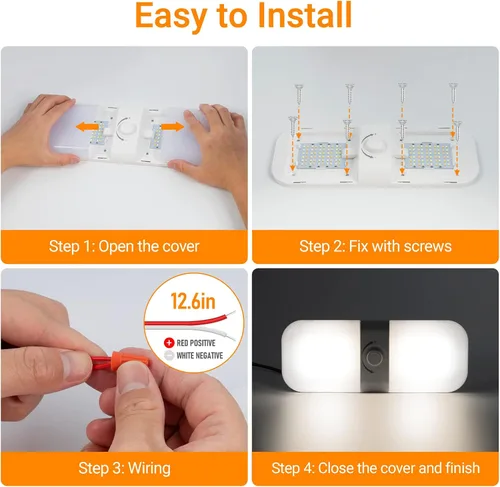 Vista 8 de CT CAPETRONIX Luces Interiores para RV 1700LM, Luces para Camper de 3 Colores TEM, Regulables 12v Voltios Luminaria de Luces LED, Luz de Cúpula