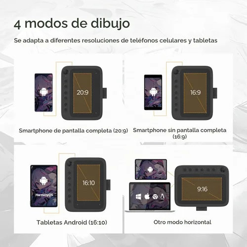 Vista 3 de UGEE Q6 - Tableta de dibujo de 6.5 x 4 pulgadas para teléfono Android con 6 teclas de acceso rápido, tableta gráfica, modo de dibujo ajustable