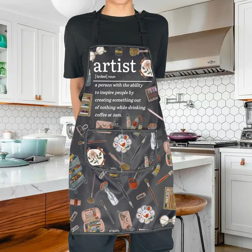 Vista 4 de JNIAP Delantal de pintura con bolsillos, para amantes de la pintura, regalos para amantes de la pintura