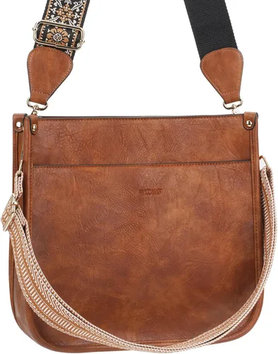 Vista 9 de HKCLUF Bolso cruzado para mujer, 2 piezas, de cuero, con 2 correas ajustables de leopardo, bolsa cruzada