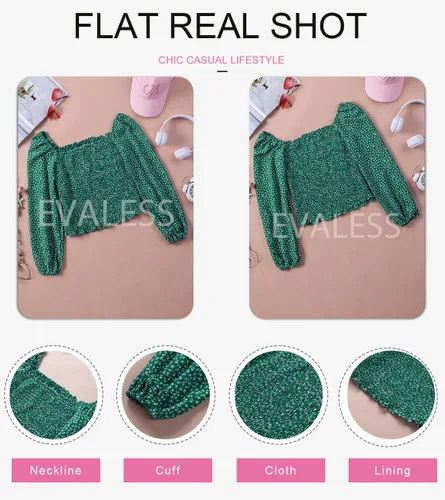 Vista 5 de EVALESS - Blusas de manga larga para mujer, cuello cuadrado, sexy, casuales