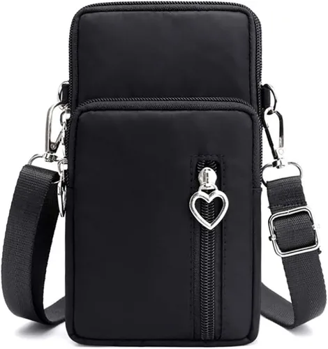 Vista 9 de Brazalete de teléfono para iPhone 16 15 14 13 Pro/Pro Max, Samsung Galaxy S25 S24 Ultra Plus A16 A15 A06 - Bolsa para teléfono Crossboy Flor negra-L
