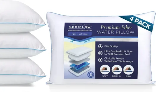 Vista 8 de Mediflow Almohada de agua, colección Elite, almohada de fibra. Almohada ortopédica para aliviar el dolor de cuello, almohada de agua ajustable