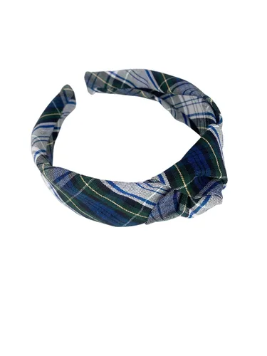 Vista 13 de Diadema anudada de 1.25 pulgadas, uniforme escolar, a cuadros, acolchada, con nudo en la parte superior, diadema de uniforme (cuadros 120)