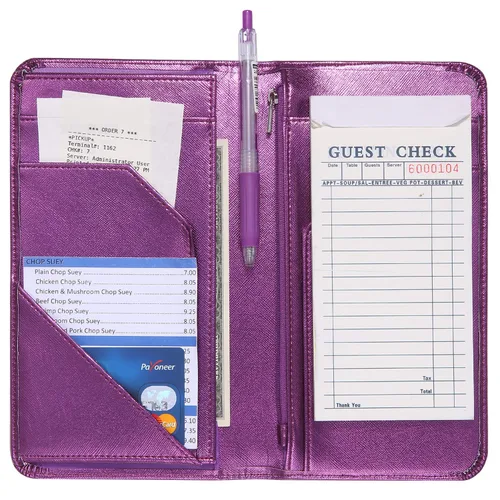 Vista 12 de Libreta para servidores con bolsillo con cremallera y cierre magnético, libreta de servidor, libro para camarera, libro de servicio con bolsillo
