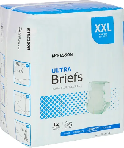 Vista 9 de McKesson Ultra Briefs, [12 unidades], XXL, 63-69 pulgadas, pañales para adultos con incontinencia con pestañas, absorción pesada, unisex